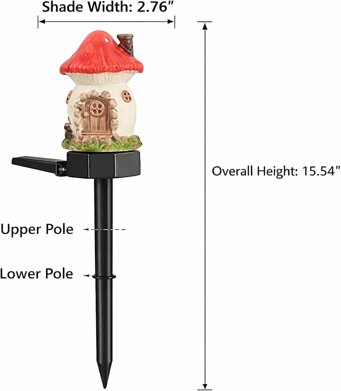 Solar Garden Lights Outdoor, 2 Pack Decorative Solar Mushroom House Pathway Lights Waterproof, Resin Fairy Garden Lights for Yard Lawn Walkway Patio Decor