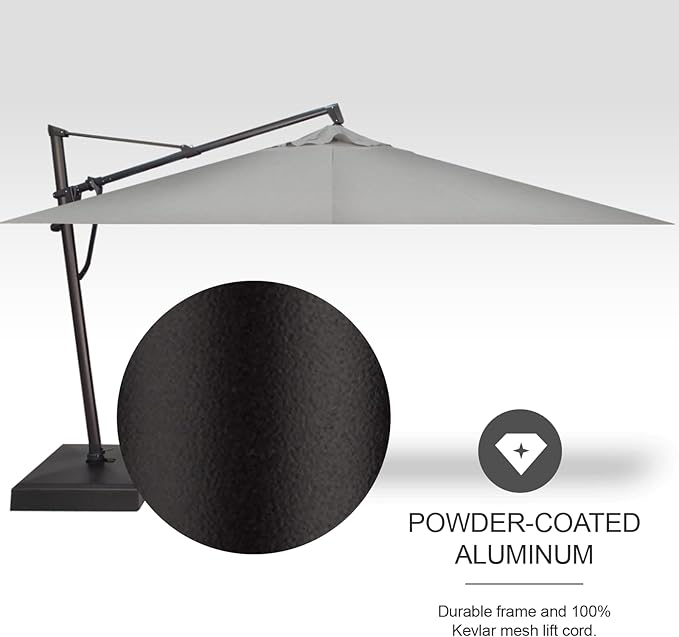Treasure Garden AKZ PLUS Cantilever Umbrella 13' Octagonal Sunbrella Cast Silver Canopy and Black Frame with Rolling Base