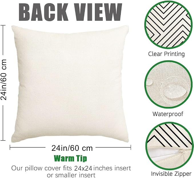 Outdoor Pillow Covers Waterproof,24x24 inch Black and Beige Boho Set of 4 | Color-Black and Beige,No Insert,Durable Polyester,Fit 24x24 inch Inserts or Smaller,for Patio Furniture Couch