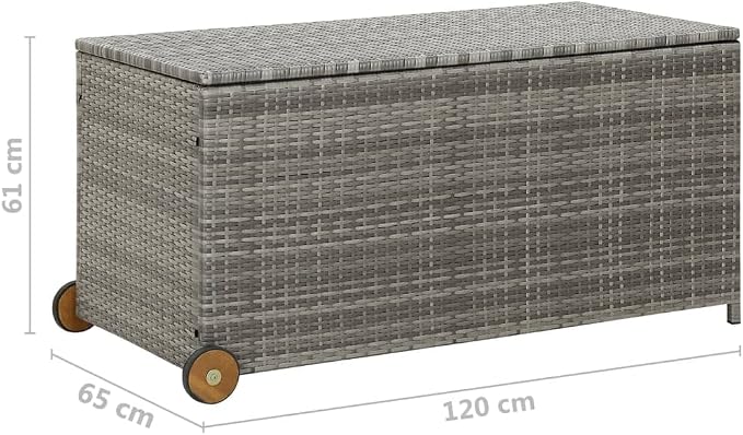 Outdoor Storage Box with Wheels, PE Wicker Patio Deck Box with a Inner Bag, Outdoor Cushion Storage Container Bin Chest for Patio Cushions, Outdoor Toys, Gardening Tools, Steel Frame