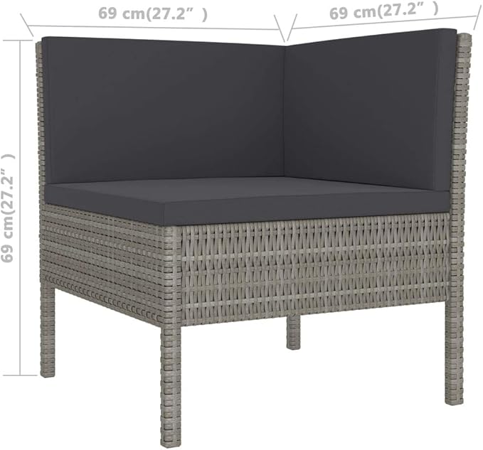Patio Lounge Set with Cushions,Outdoor Patio Furniture,Outdoor Chat Conversation Set,Garden Furniture Sets,for Patio,Backyard,Garden,Outdoor,6 Piece Poly Rattan Gray