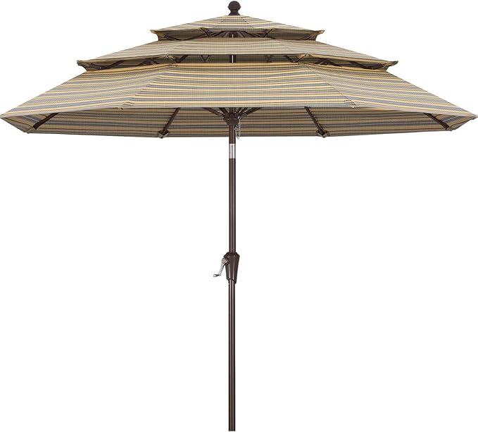 ABCCANOPY 5-Year 10-Year No Fading 9FT 3 Tiers Patio Umbrella, Outdoor Table Umbrella with 8 Sturdy Ribs for Deck, Backyard, Garden, Yard