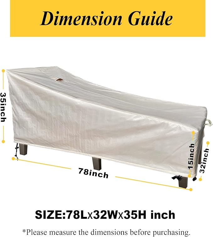 SIHAIAN Patio Lounge Chair Cover Waterproof Outdoor Chaise Lounge Covers UV Resistant Special Fixed Design 78Lx32Wx35H Beige 1Pack Patio Furniture Covers