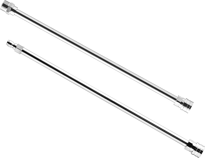 PWACCS Pressure Washer Wand Extension Kit — Dual Stainless Steel Power Washer Lance for Pressure Washing Accessories — M22 to 1/4" Quick Connect — 17 Inch Both