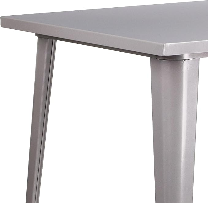 Flash Furniture Nolan Commercial Grade 31.5" Square Silver Metal Indoor-Outdoor Bar Height Table