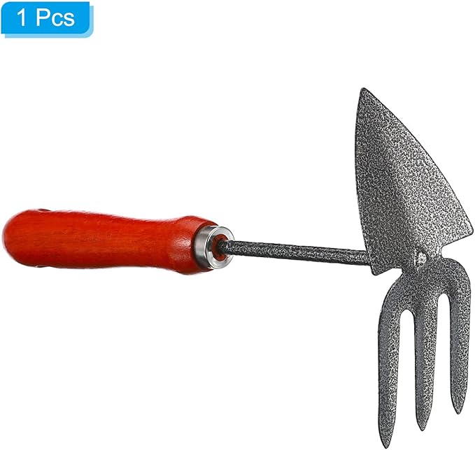 PATIKIL 10.2" Hand Gardening Hoe and Rake, Carbon Steel Cultivator Dual-Purpose Loosening Soil Tool for Weeding Digging, Black/Red