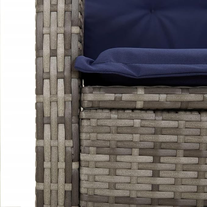 Backyard Furniture Patio Conversation Sets Outdoor Seating 7 Piece Patio Dining Set with Cushions Gray Poly Rattan Suitable for Gardens, Balconies, Decks