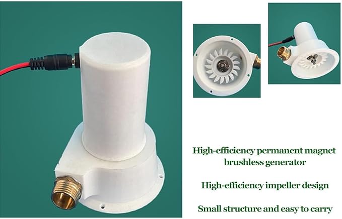 50W Portable Micro Hydro Generator - Brushless Water Turbine For Camping & Off-Grid - Compact Hydroelectric Power With Pipe Adapters