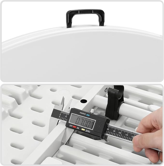 Athena Collection 5ft Folding Table, Portable Plastic Round Table Foldable Card Desk, Indoor Outdoor Collapsible Craft Desk Dining with Lock & Handle for Commercial Party Camping, White Legs
