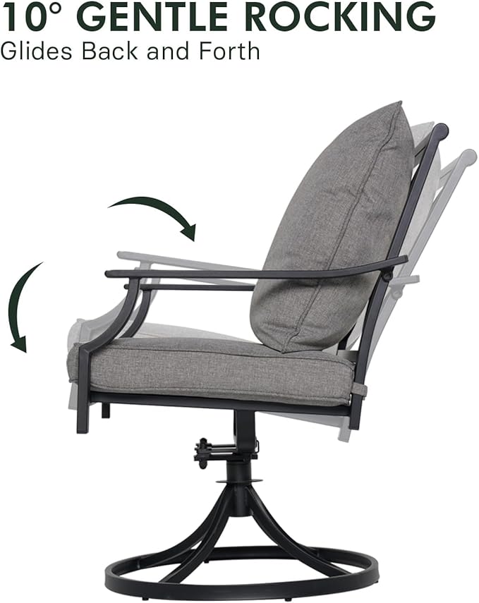 Grand patio Outdoor Patio Dining Set 4 Swivel Dining Chairs E-Coated Outdoor Furniture Set with Olefin Cushions, Grey