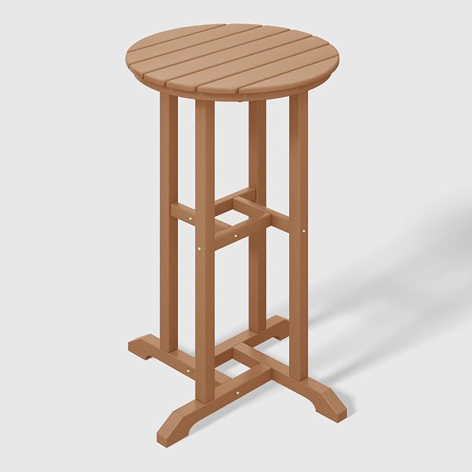 WestinTrends Malibu 37" Counter Height Round Outdoor Patio Bistro Bar Table, Teak