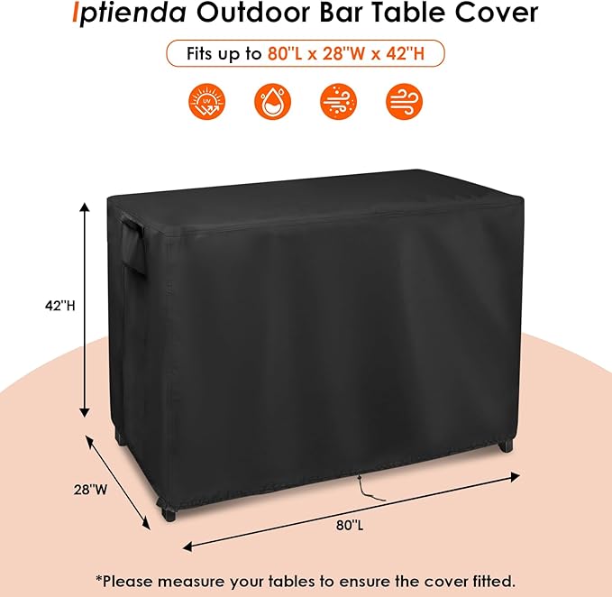 Outdoor Table Cover for Wayfair Gridley 80'' Home Bar, 80inch Bar Table Cover Waterproof for Home Bar Furniture,Pub Table,Kitchen Island Table-80"L x 28"W x 42"H