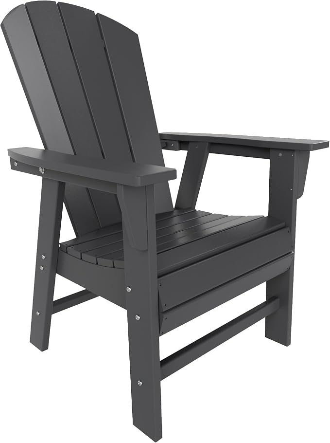 WestinTrends Malibu 5 Piece Adirondack Outdoor Dining Set, All Weather Poly Lumber Patio Table and Chairs Furniture Set, 43" Trestle Square Dining Table and 4 Adirondack Dining Chair, Gray
