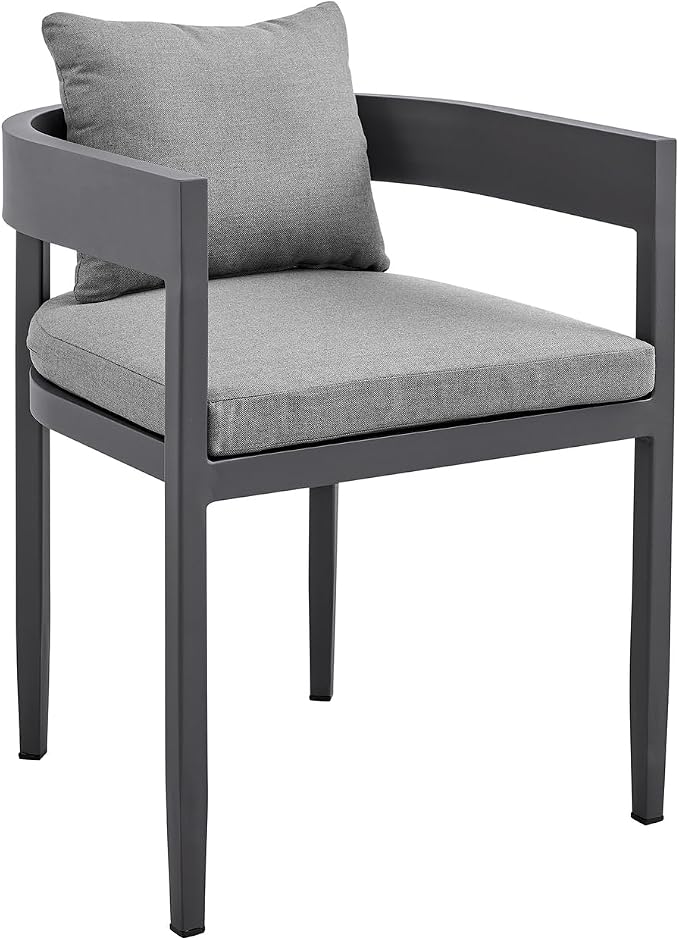 ARMEN LIVING SETODME5BLGRY Menorca Outdoor Patio 5-Piece Dining Table Set in Aluminum Cushions, Dark Grey