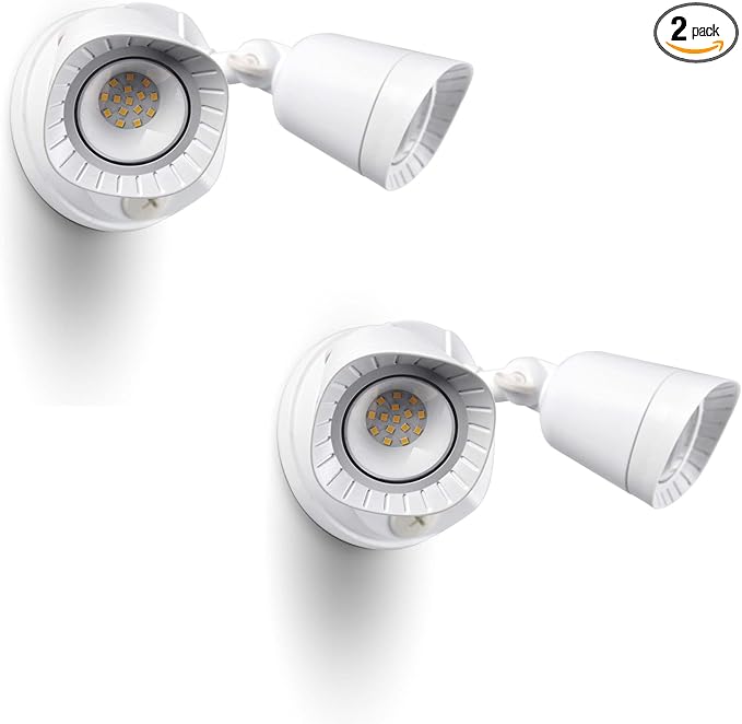 2 Pack LED Flood Lights Outdoor, 16W 1900LM 5000K Daylight, IP65 Waterproof Security Lights with 2 Adjustable Heads, Exterior Wall Light for Patio, Garage, Yard(White-2P)