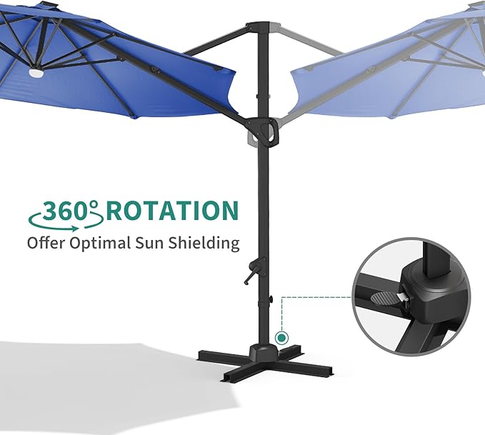 10 Ft Offset Patio Umbrella with Base Included, Round Cantilever Umbrella with UV Protective And Water Resistant Canopy, 360° Rotation, Integrated Tilting System, Beige