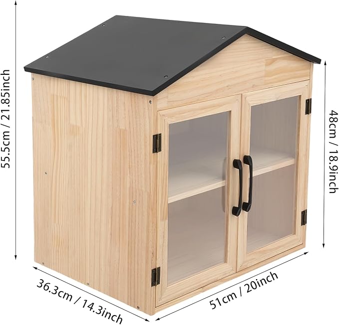 Library Box Outdoor Wood Color + Black Wooden Book Cabinet | Waterproof with 4 Compartments and 2 Doors for Home, School, Community Sharing Books, Newspapers, Flyers, Food and Drug