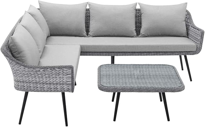 Endeavor Outdoor Patio Wicker Rattan Outdoor Patio Wicker Rattan Seating Set in Gray Gray