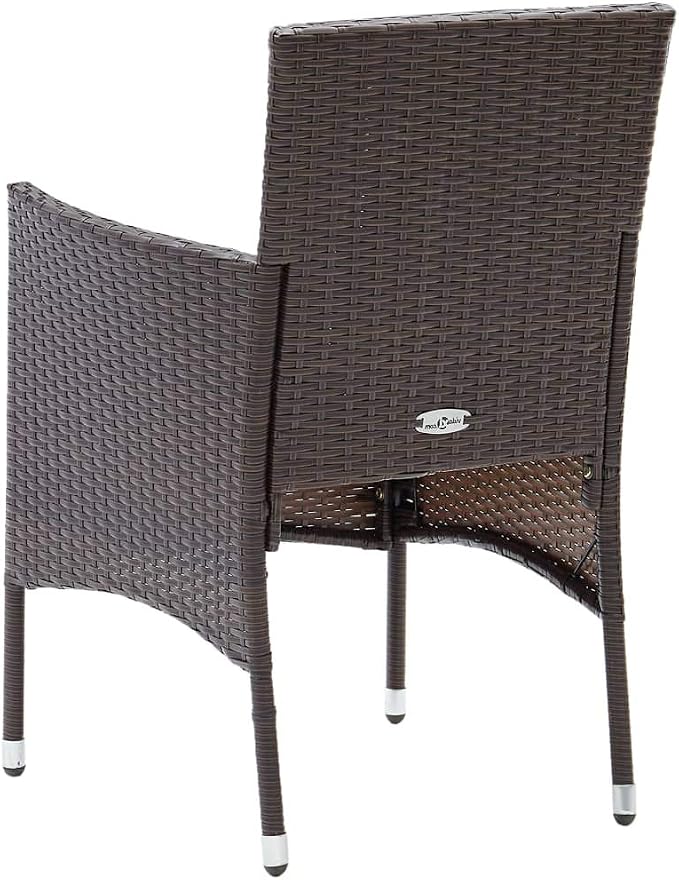3 Piece Garden Dining Set Brown Cream White Poly Rattan Powder-Coated Steel Glass Outdoor Furniture Set for Patio Conversation