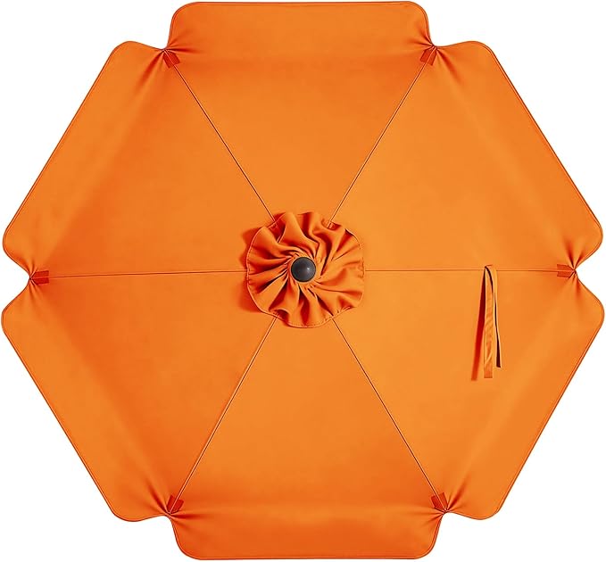 MASTERCANOPY Valance Patio Umbrella 7.5 ft Replacement Canopy for 6 Ribs-Orange Canopy Only