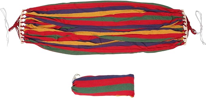 BESPORTBLE Double Canvas Hammock with Duckbill Buckle Wide Striped Outdoor Hanging Hammock for Patio Garden Portable Lightweight Camping and Hiking Supply