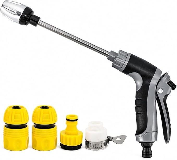 Pressure Washer Nozzle, Long Metal Extension Pole, Ergonomic Non-Slip Handle, Universal Quick Connect, for Aquoxis Watering Plants & Outdoor Cleaning, Black
