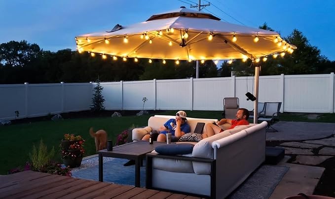 PURPLE LEAF 12 FT Cantilever Patio Umbrellas with Base Included, Large Round Offset Umbrella with 360° Rotation, Outdoor Aluminum Pool Umbrella for Pool Lawn Garden, Beige
