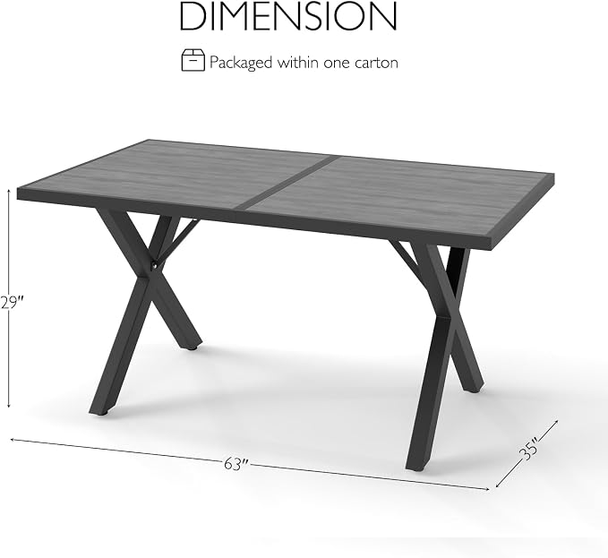 Aluminum Outdoor Dining Table - All-Weather Exposure, Waterproof and Rust-Proof Courtyard-Style Coffee Table Garden/Balcony/Poolside, Black 1 Pcs