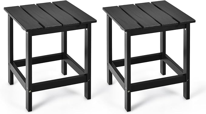 Tangkula Square Outdoor Side Table, Adirondack Table, Outdoor Indoor Chairside End Tables, Weather Resistant, Patio Side Table for Lawn Garden Balcony Backyard Living Room (2, Black-Square)