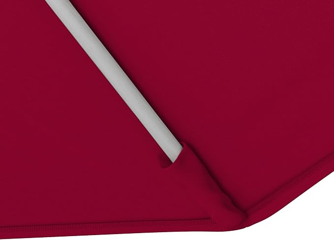 California Umbrella 11Ft Sunbrella Patio Umbrella, Fiberglass Ribs, Hand-Crank, Tilt-Collar, White Frame, Jockey Red Fabric