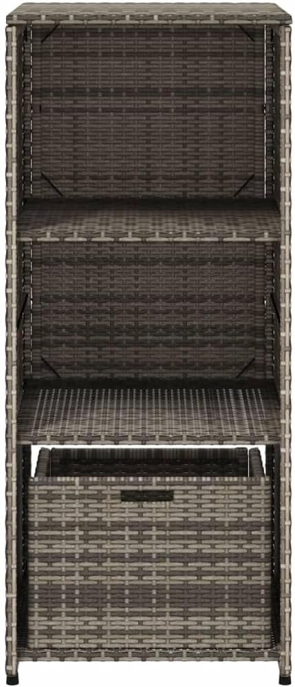 Garden Storage Cabinet, Weather-Resistant PE Rattan Outdoor Organizer with 2 Doors, Durable Patio Storage Box for Cushions, Gardening Tools, Grey, 21.7 x 19.7 x 45.3 Inches