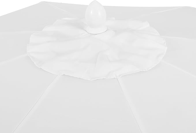 JONATHAN Y Baiona 9 ft. White/Cream Outdoor Patio Umbrella with Crank Lift and Tilt, 8 Ribs UV-Resistant Market Table Umbrella with Square Trim for Pool, Deck, Coastal, White Pole UMB1000B