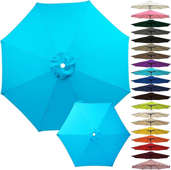 Outdoor Umbrella Replacement Canopy, Patio Umbrella Replacement Top Cover, Outdoor Umbrella Replacement Cloth, 6.5-13.1ft Waterproof UV-Resistant Fabric, for Garden Pool, Canopy Only