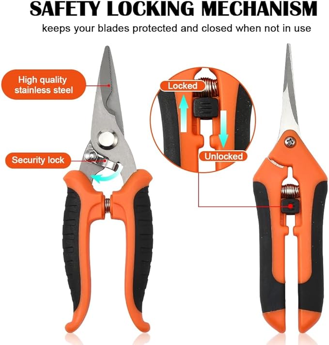 3 Packs Pruning Shears for Gardening Stainless Steel Blades, Handheld Pruners Set for Plant Lovers, Sharp Gardening Scissors for Flower Plants, Flowers, Fruits Trees,Gardening Clippers Tools Gift