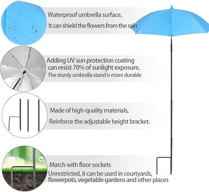 Plant Umbrellas for Outdoor Plants, Garden Umbrella Shade for Plants，Adjustable Height Provides shade cloth for Plants to Protect Their Flowers from Intense Sunlight and Rain(18.8 inches to 35.58 inches)