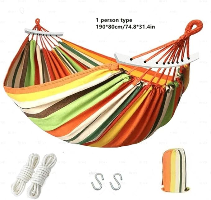 NOBRIM Camping Hammock Thickened Fabric Canvas Hammocks Travel Swing Hanging Bed with Bag Hammock for Travel Camping Camping Accessories