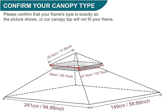 Grill Gazebo Replacement Canopy Top - Wonwon 5x8 Gazebo Roof Double Tiered Outdoor BBQ Roof Cover Grill Shelter Only Fit for Model L-GG001PST-F (Gray)