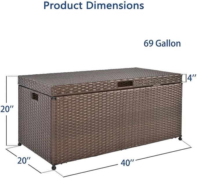 BOWERY HILL Wicker Patio Storage Deck Box, 40 x 20 x 20 in, Resin Wicker and Steel Frame, Espresso Finish, Hinged Lid with Chain Stopper, Handles for Portable Outdoor or Indoor Storage