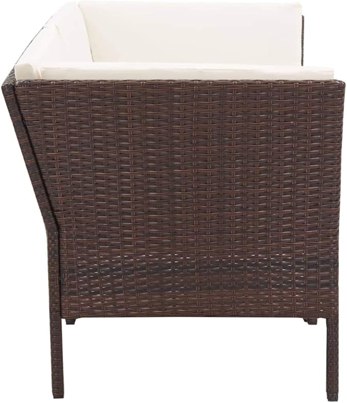 Patio Sofa Set with Cushions,Patio Lounge Set,Outdoor Furniture,Outdoor Furniture Sets,Patio Conversation Sets,for Garden,Deck,Backyard,6 Piece Poly Rattan Brown
