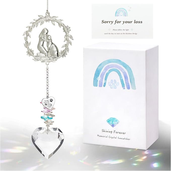 Dog Memorial Suncatcher, Loss of Dog Sympathy Gifts, Dog Remembrance Gift | Holding My Dog as Reminder of Loyal Friend, Pet Loss Crystal Suncatcher