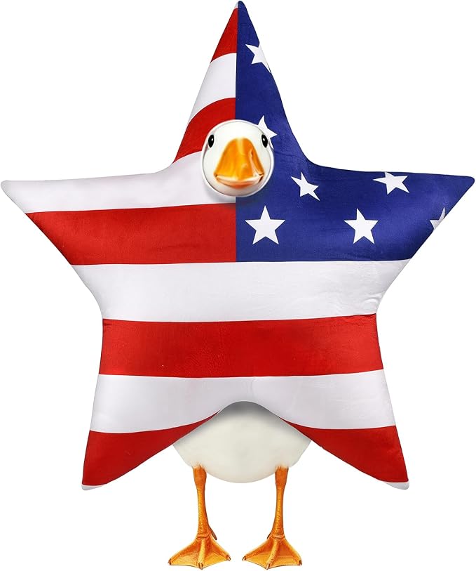 4th of July Patriotic Flag Porch Goose Outfits for 23" Lawn Statue Independence Day Star Goose Costume for Garden Patio USA 250th Anniversary Decoration