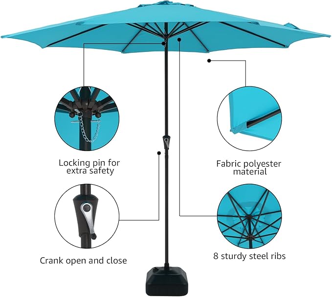 COBANA Patio Umbrella with Base Included, Outdoor Market Table Umbrella with Umbrella Stand Weights