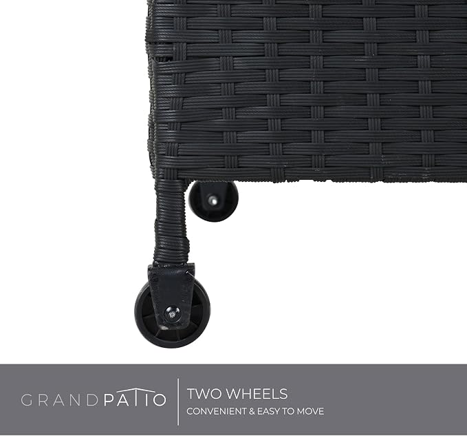Grand patio SORIA 170-Gallon Deck Storage Box for Indoor and Outdoor Storage Wicker Storage Furniture for Patio Cushions, Garden Tools, Pool Accessories - Black