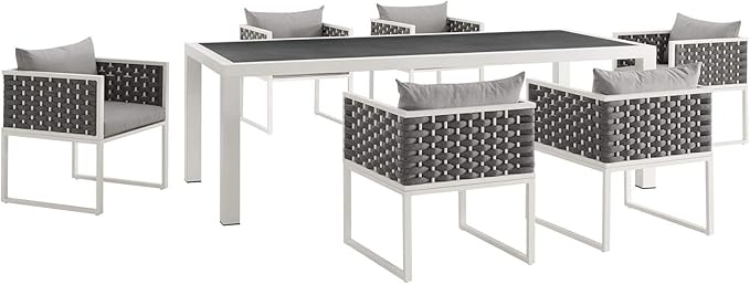 Modway Stance Outdoor Patio Woven Rope 7-Piece Dining Furniture Set