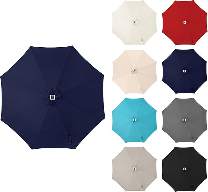 11FT Solar Umbrella Outdoor - Lighted Solar Patio Umbrella with 40 LED Lights Waterproof UV Protection, Table Umbrella with Tilt for Pool, Porch, Garden, Deck, Backyard - Navy Blue