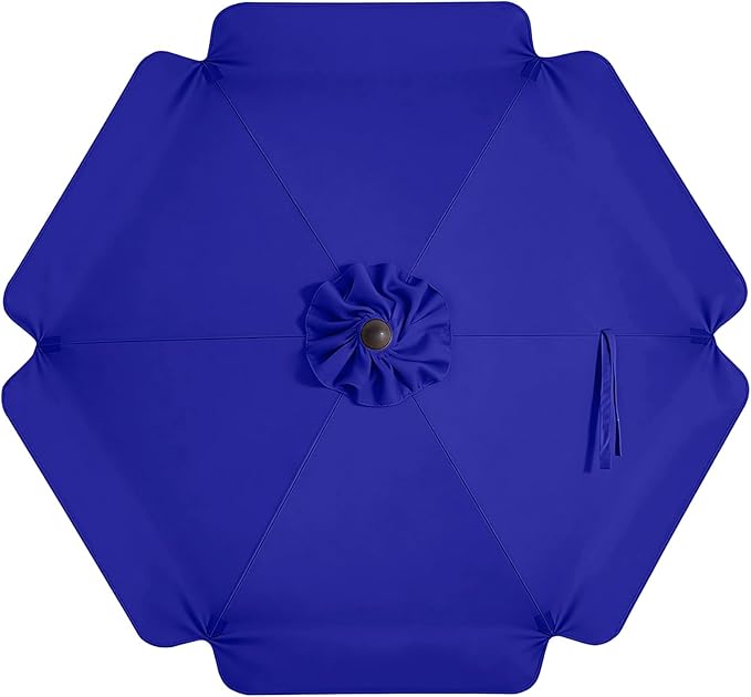 MASTERCANOPY Valance Patio Umbrella 7.5 ft Replacement Canopy for 6 Ribs-Blue Canopy Only