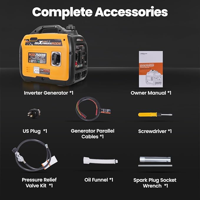 maXpeedingrods 2500W Dual Fuel Inverter Generator Small for Home Outdoor | Gasoline & Propane Powered,ECO Parallel Capable,CO Sensor,Lightweight,w/ EPA PGMA,MXR2500DF Quiet Operation,LPG Fuel Economy