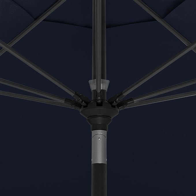California Umbrella 11Ft Sunbrella Patio Umbrella, Fiberglass Ribs, Hand-Crank, Tilt-Collar, Black Frame, Navy Fabric