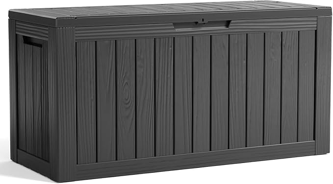 Large Outdoor Storage Box Waterproof, UV Resistant Resin Deck Box for Patio Furniture,Garden Tools,Cushions (black, 79 Gallon)
