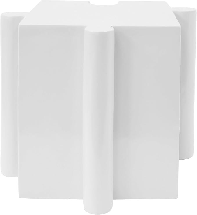 Christopher Knight Home Daton Interlocking Puzzle Outdoor Side Table, Lightweight Concrete Patio Coffee Table, Convex Edge MGO Modular End Table, Creative Set Up for Indoor&Outdoor Use, White